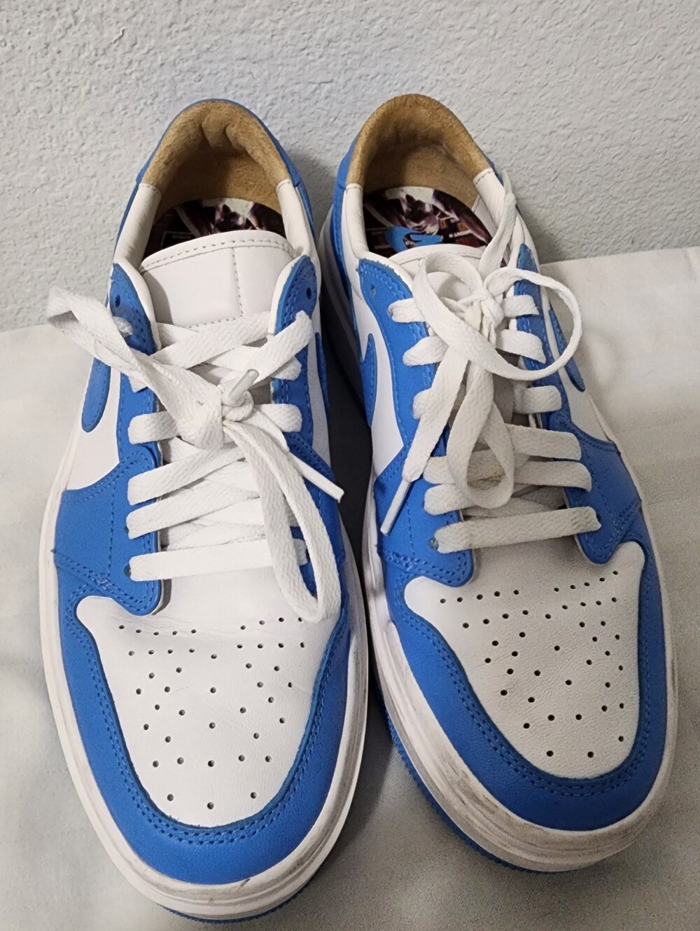 White and Blue Low-Top Sneakers